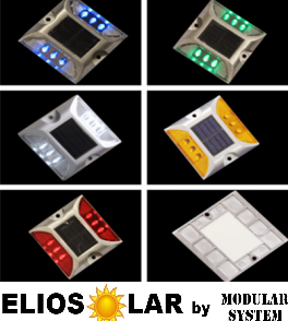 Solar road stud 6 led flash o costant (color red, white, yellow, green, blue) - ElioSolar by Modular System